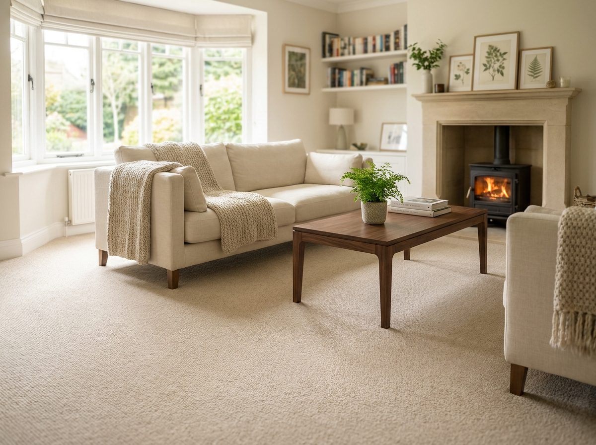 Freshly fitted carpet in a Gloucester living room
